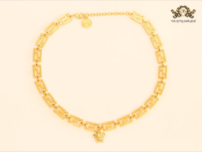 Medusa charm gold link chain