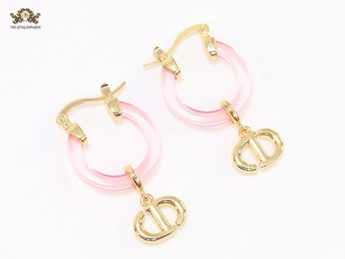 CD Hoops in Pink wih Gold