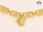 Medusa charm gold link chain