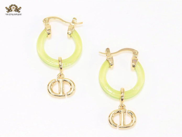 CD Hoops in Green wih Gold