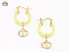 CD Hoops in Green wih Gold