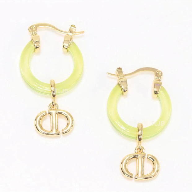 CD Hoops in Green wih Gold
