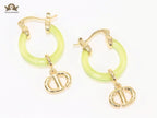 CD Hoops in Green wih Gold