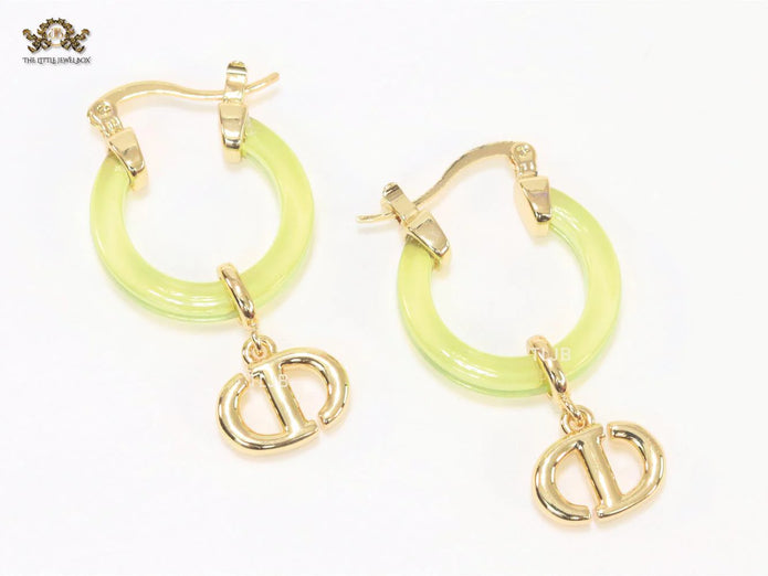 CD Hoops in Green wih Gold