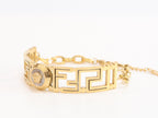Alphabet V and Medusa Bracelet with chain in gold finish