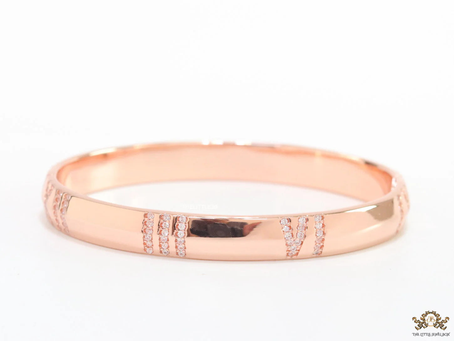 Rose gold bracelet with cz roman numerals