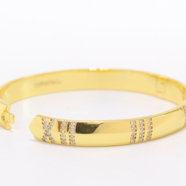Gold bracelet with cz roman numerals