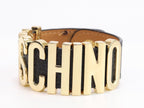 Alphabet M black colour bracelet in gold finish