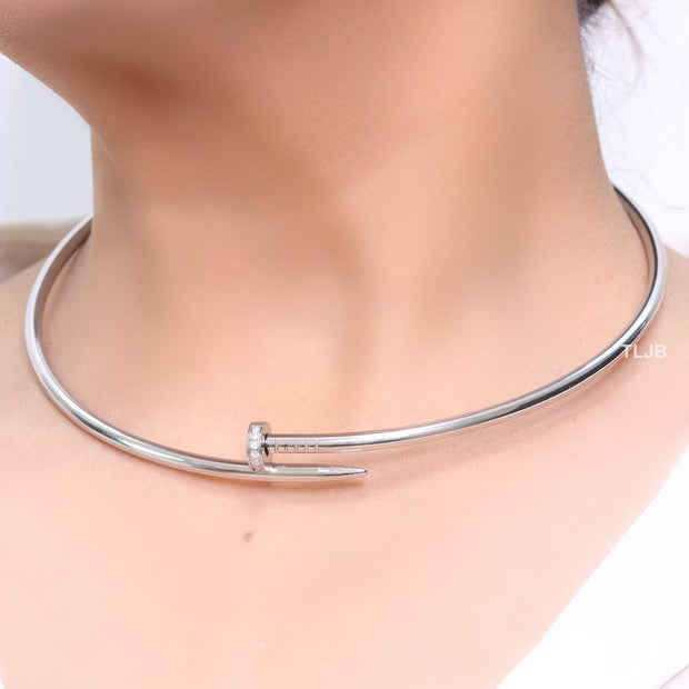 Platinum screw necklace