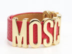 Alphabet M red colour bracelet in gold finish