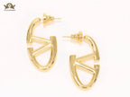 Open V Oval Hoops in Gold 32 mm