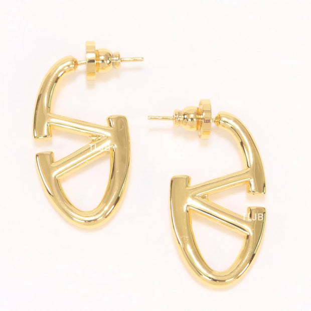 Open V Oval Hoops in Gold 32 mm