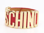 Alphabet M red colour bracelet in gold finish