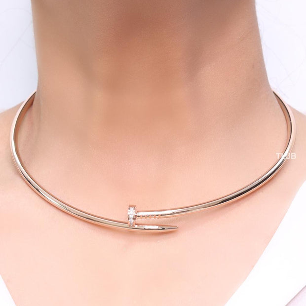 Rose gold screw necklace