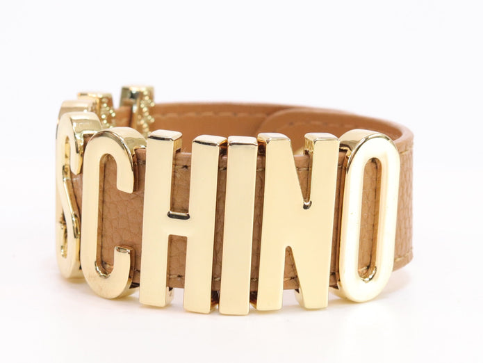 Alphabet M tan colour bracelet in gold finish