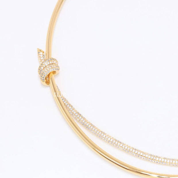 Alphabet T and Co Double line stiff Choker in gold