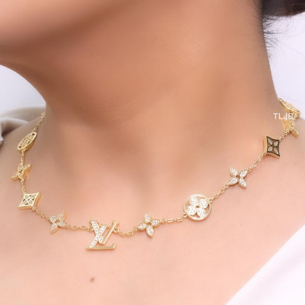 Alphabet L &V MOP neck chain