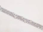 Triple Stacked multiple cut CZ bracelet in platinum finish