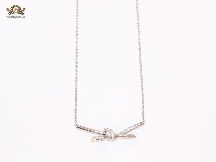 Alphabet T and Co Knot Neck Chain in Platinum