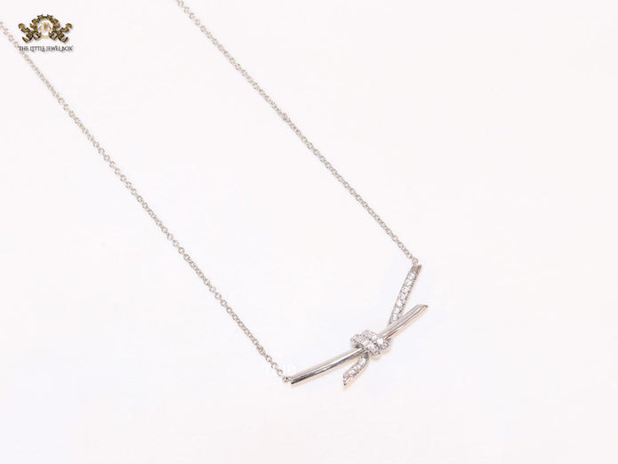 Alphabet T and Co Knot Neck Chain in Platinum