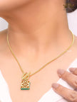 Alphabet L green & gold sleek pendant