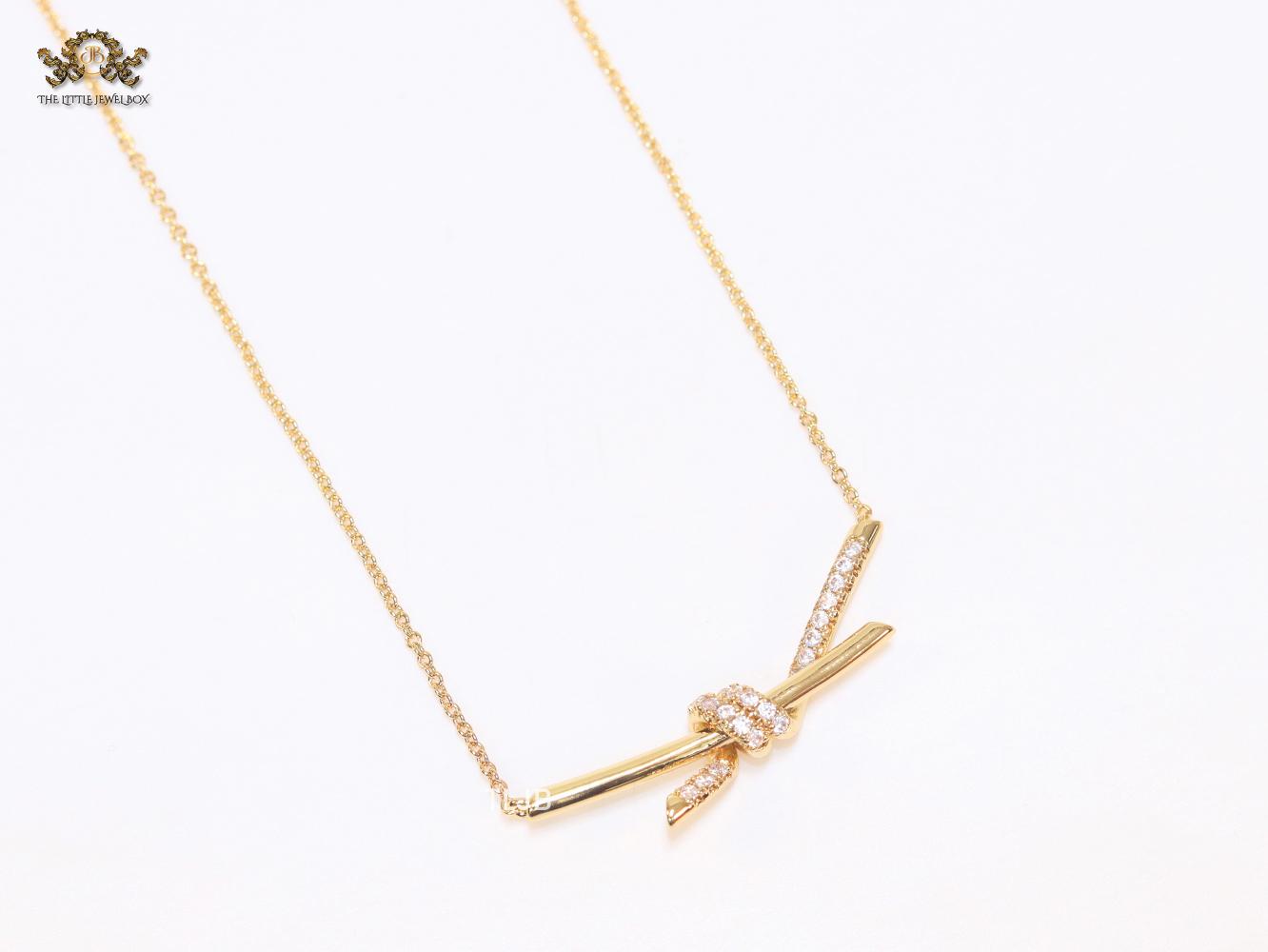 Alphabet T and CO Knot Neck Chain in Gold