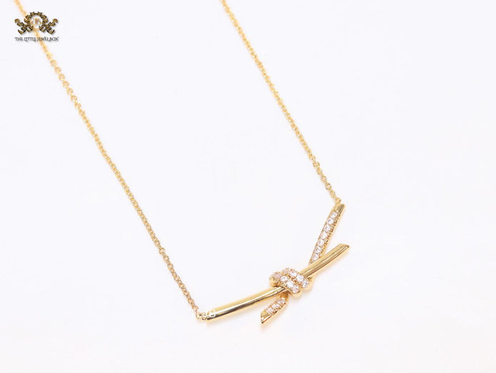 Alphabet T and CO Knot Neck Chain in Gold