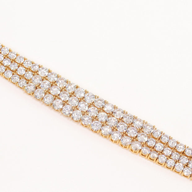 Triple Stacked CZ bracelet in gold finish