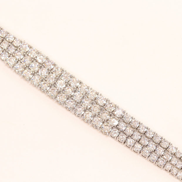 Triple Stacked CZ bracelet in platinum finish