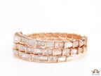 Triple line rose gold plated minimal snake bracelet with cubic zirconia stones and pearl white stones.