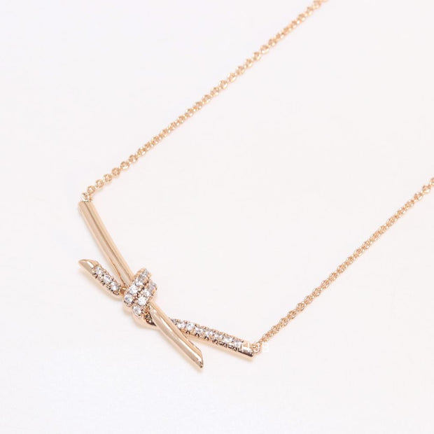 Alphabet T and Co Knot Neck Chain in Rose Gold