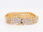 Triple Stacked CZ bracelet in gold finish