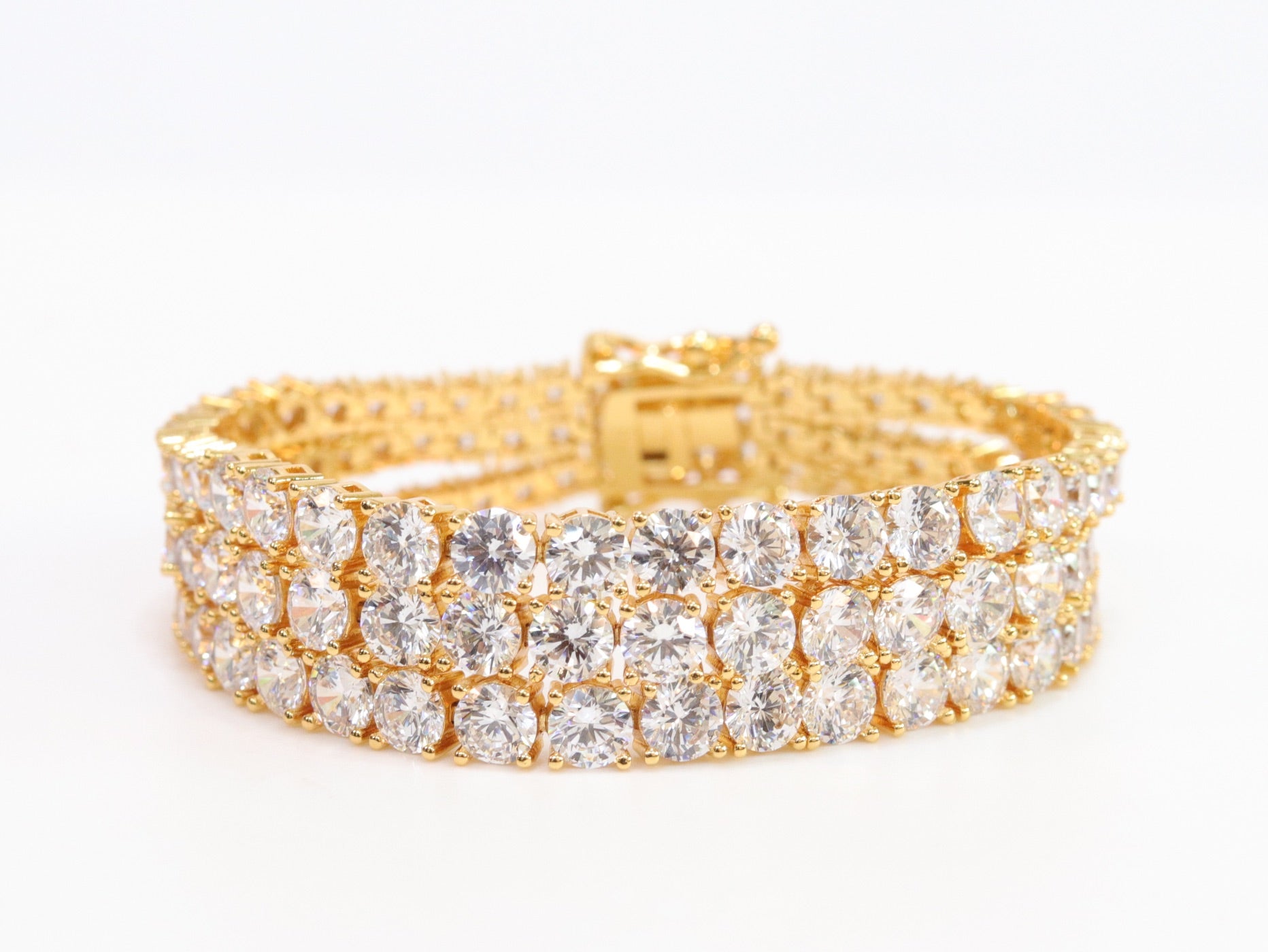 Triple Stacked CZ bracelet in gold finish