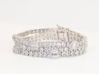 Triple Stacked multiple cut CZ bracelet in platinum finish