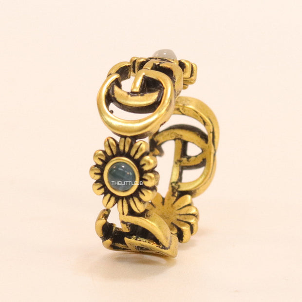 Gold plated twin G motif open ring