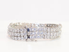 Triple Stacked multiple cut CZ bracelet in platinum finish