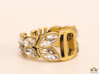 Open golden D alphabet ring with fancy cz