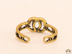 Stylish twin C motif open ring in gold plating