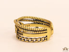 Multilayered open golden ring with alphabet initial