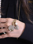 Rustic copper and pearl dragonfly and charms long chain