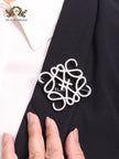 Alphabet L platinum big brooch