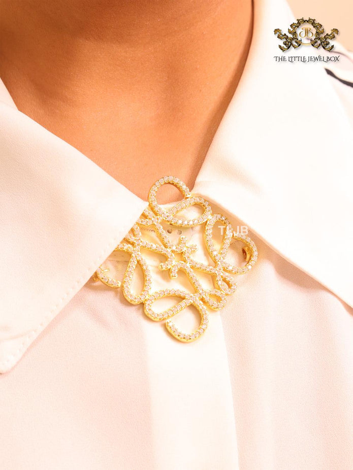Alphabet LW CZ Gold brooch