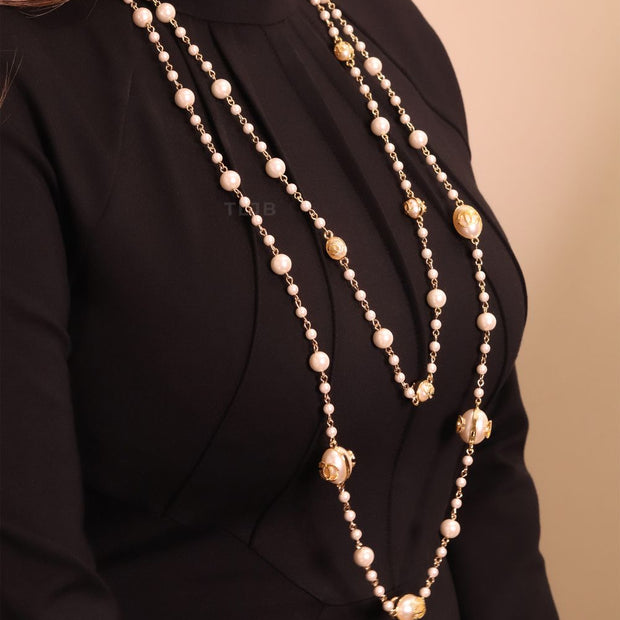 Gold Double C on Pearl chain