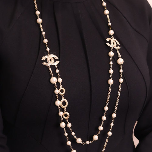 Double layered rustic gold and pear Double C chain
