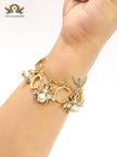 Double G bracelet with rustic charms bracelet