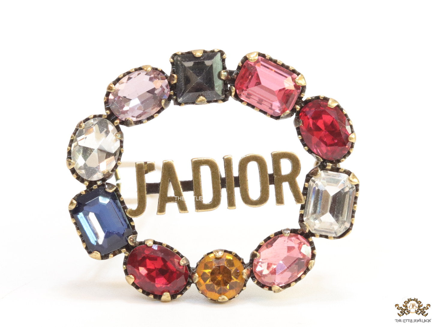 Golden Alphabet Pin with multi-coloured stones