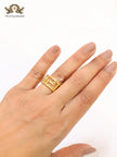 Double F gold plated textured ring