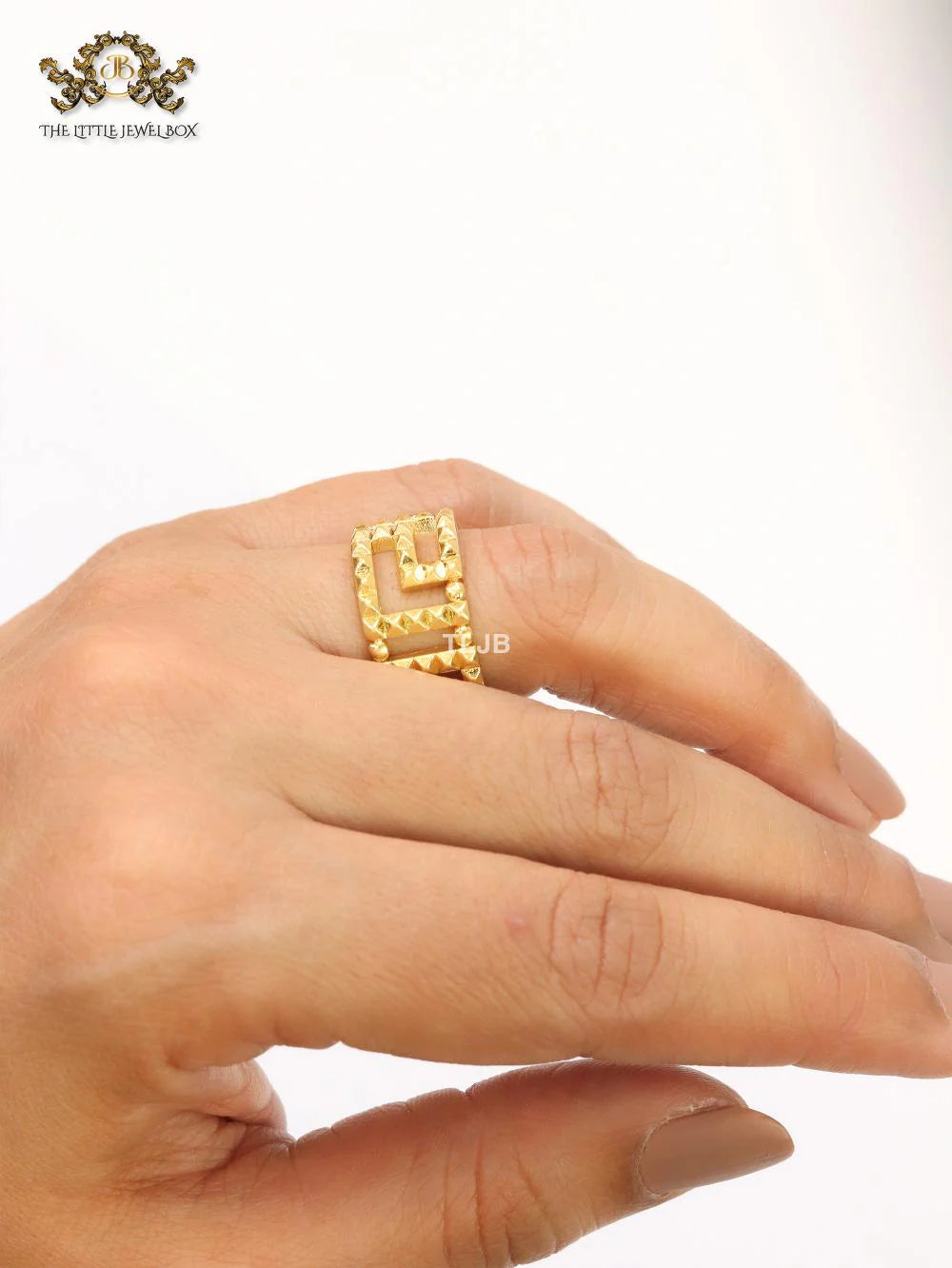 Double F gold plated textured ring