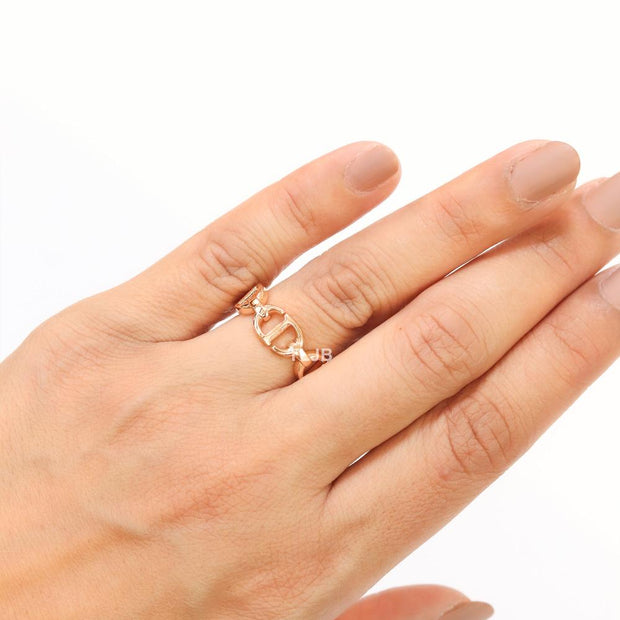 Alphabet CD rose gold plated ring