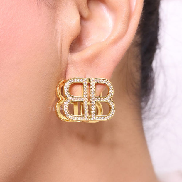 Double B CZ gold studs